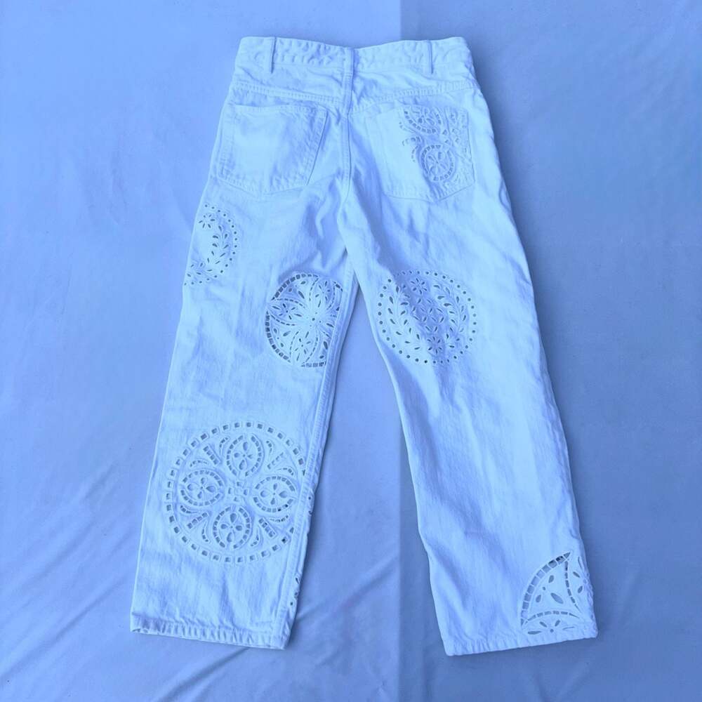 Isabel Marant White Ronny Broderie Anglaise Embroidered Jeans - Picture 3 of 16